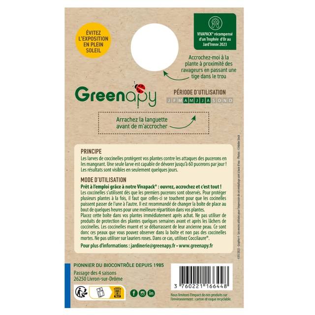 Coccifly 50 larves, Blister prêt à l'emploi anti-pucerons arbustes (D.R. / Greenapy)