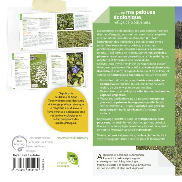 Je crée ma pelouse écologique, refuge de biodiversité (Ed. Terre Vivante)