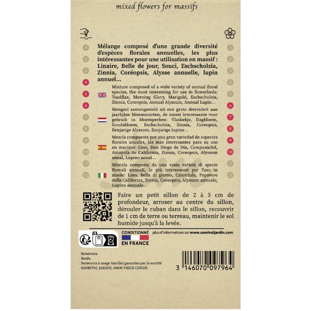 Mélange de fleurs pour massif en ruban