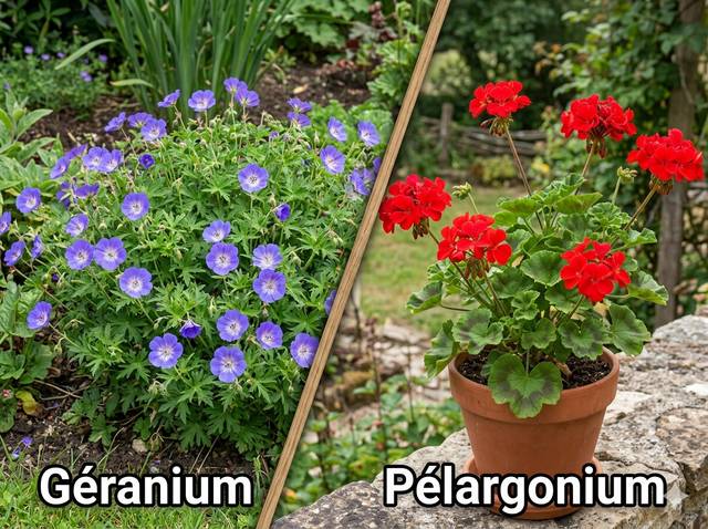 Géranium vivace (à gauche) et pélargonium (à droite) - Gemini / Google