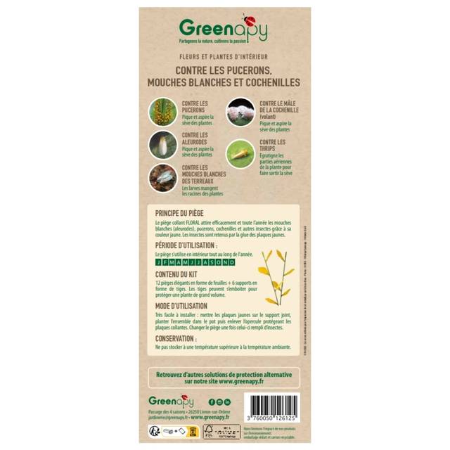 Pièges d'interieur pucerons, mouches, aleurodes (12 pièges+6 tuteurs)