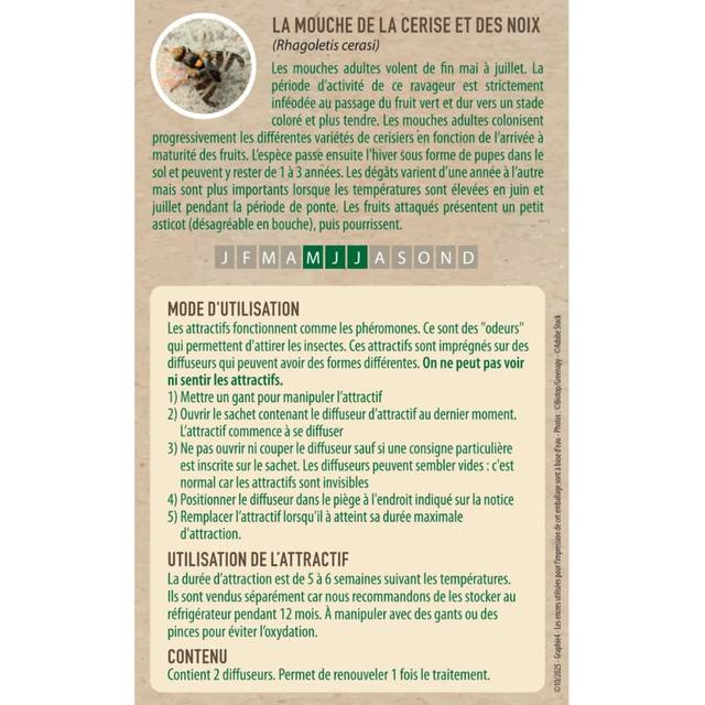 Attractif ammoniacal de la mouche de la cerise - 2 capsules (Greenapy)