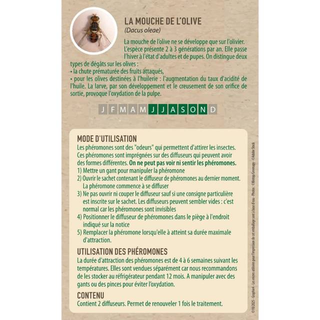 Phéromones - Mouche de l'olive - 2 capsules (Greenapy)