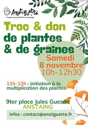 Troc et don de plantes Samedi 8 novembre 10h à 12h30